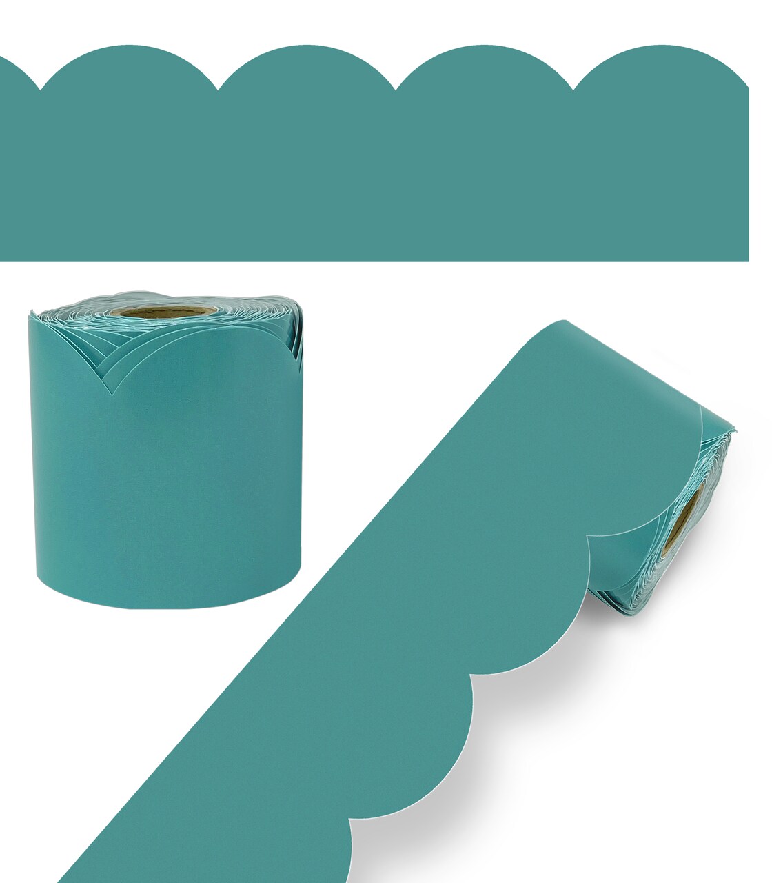 Carson Dellosa We Belong 65ft Teal Bulletin Board Borders, Roll of Sea Glass Scalloped Border Trim, Boho Classroom Bulletin Board, White Board, Cork Board, Poster Board, Office Décor, Classroom Décor